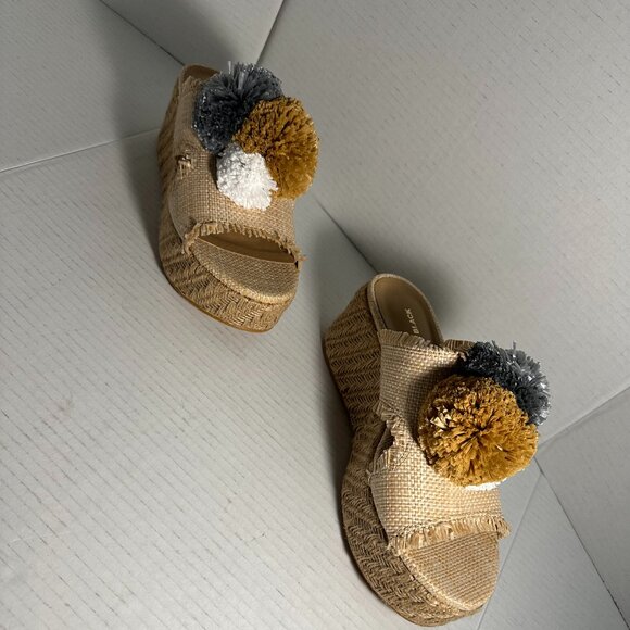 LADIES NEW POM POM WEDGES SIZE 7.5 - Picture 12 of 15